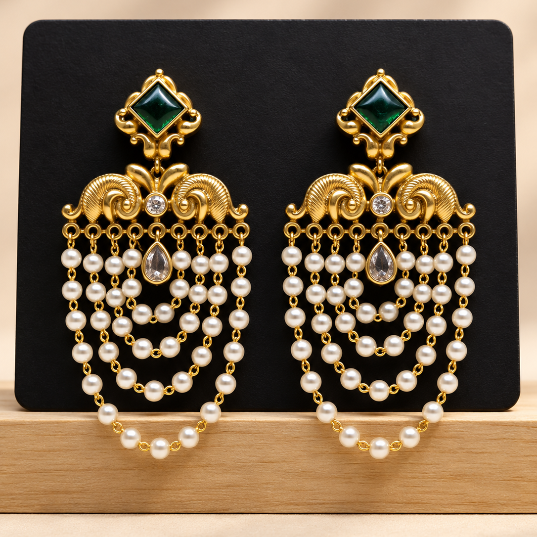 Pearl Cascade Chandelier Earrings
