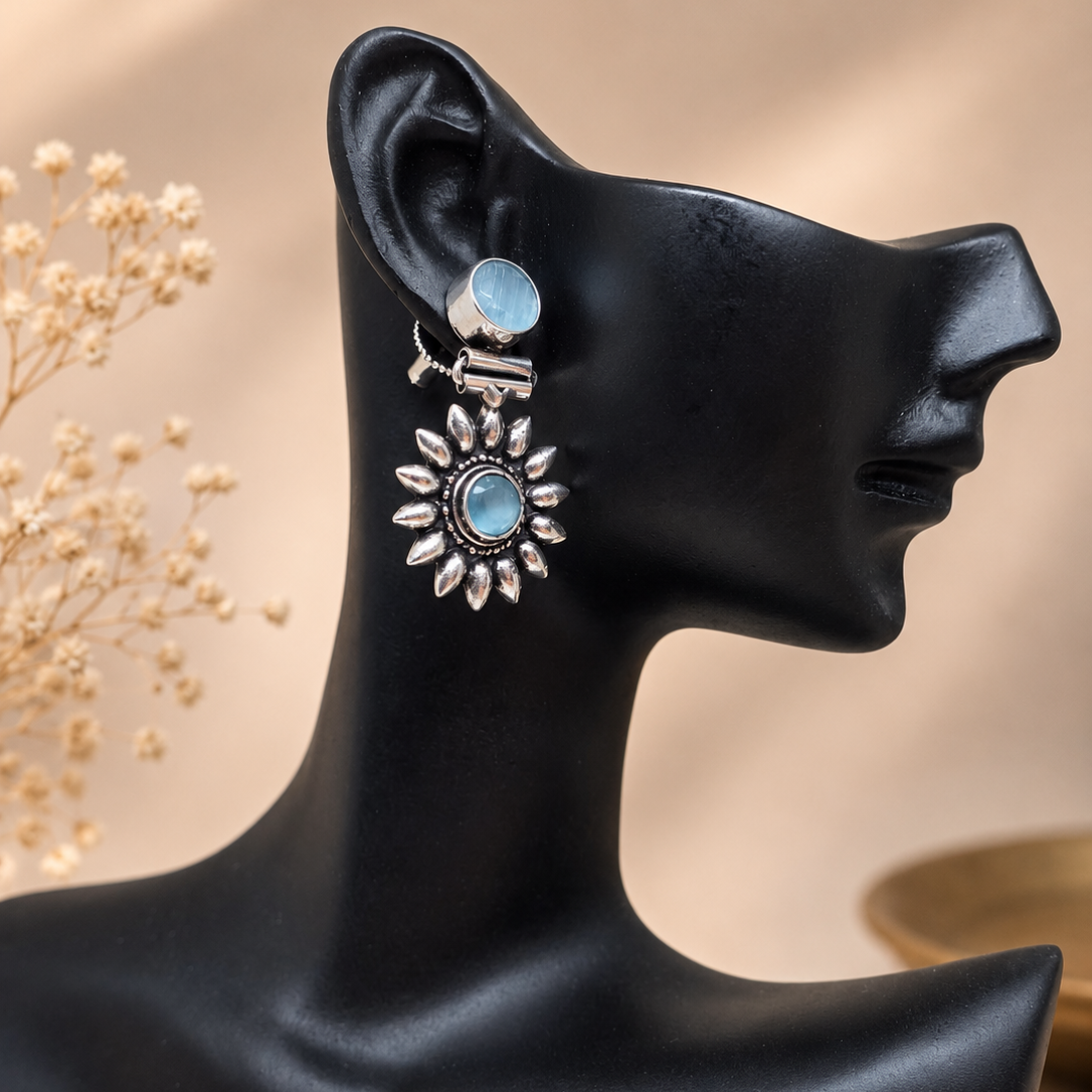 Blue Sunburst Earrings