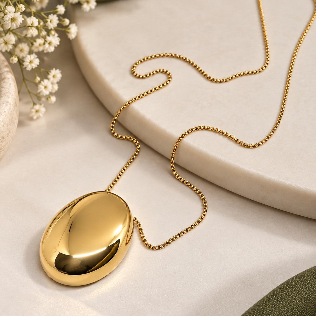 Puffy Oval Pendant Necklace