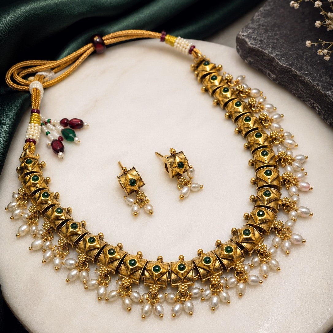 Pearl Fringe Choker Set