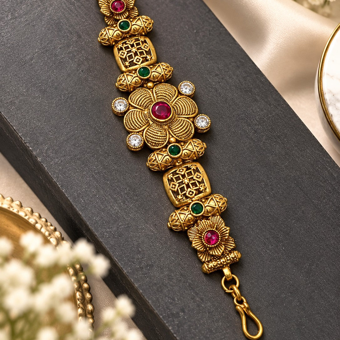 Floral Filigree Bangle Bracelet