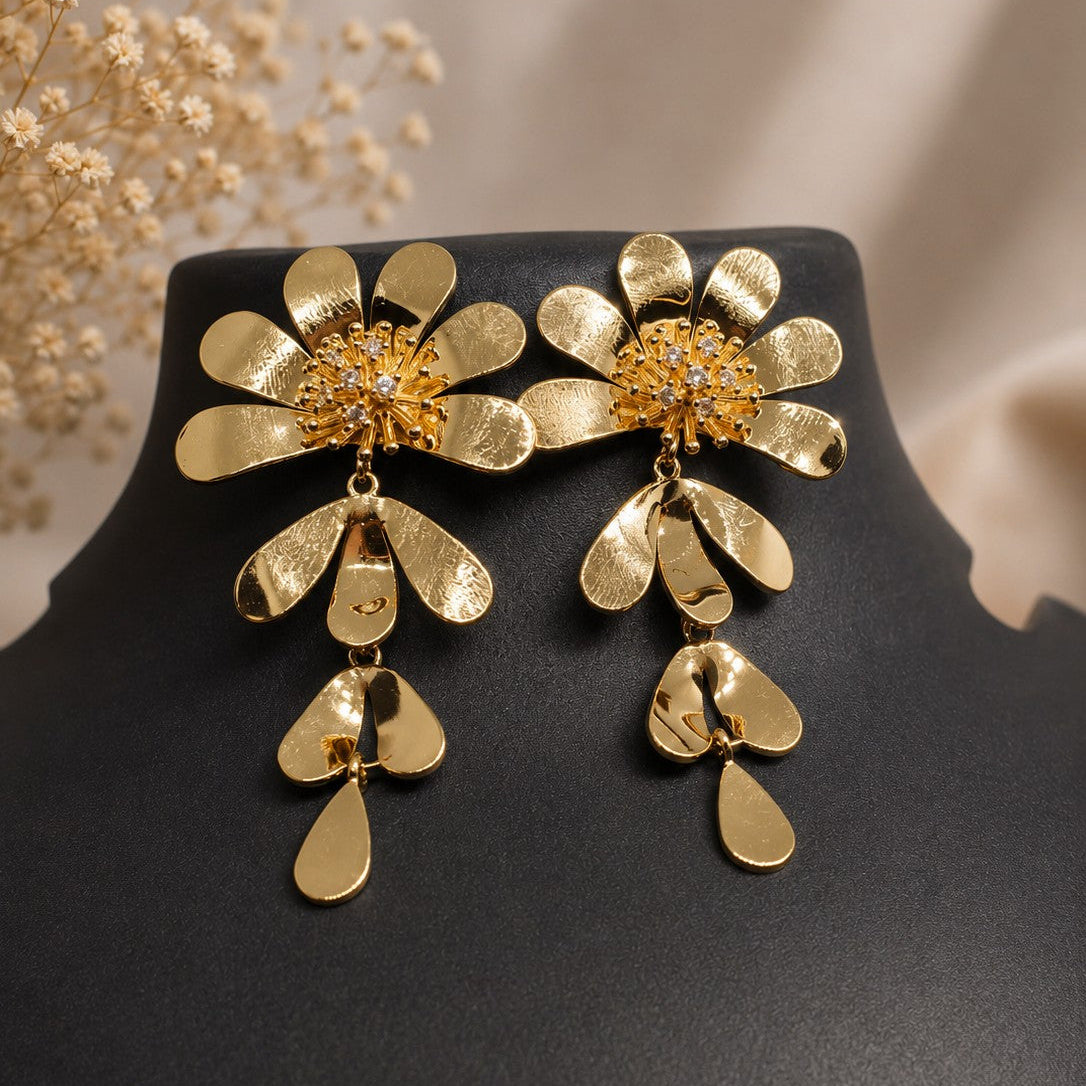 Sunburst Flower Drop Earrings