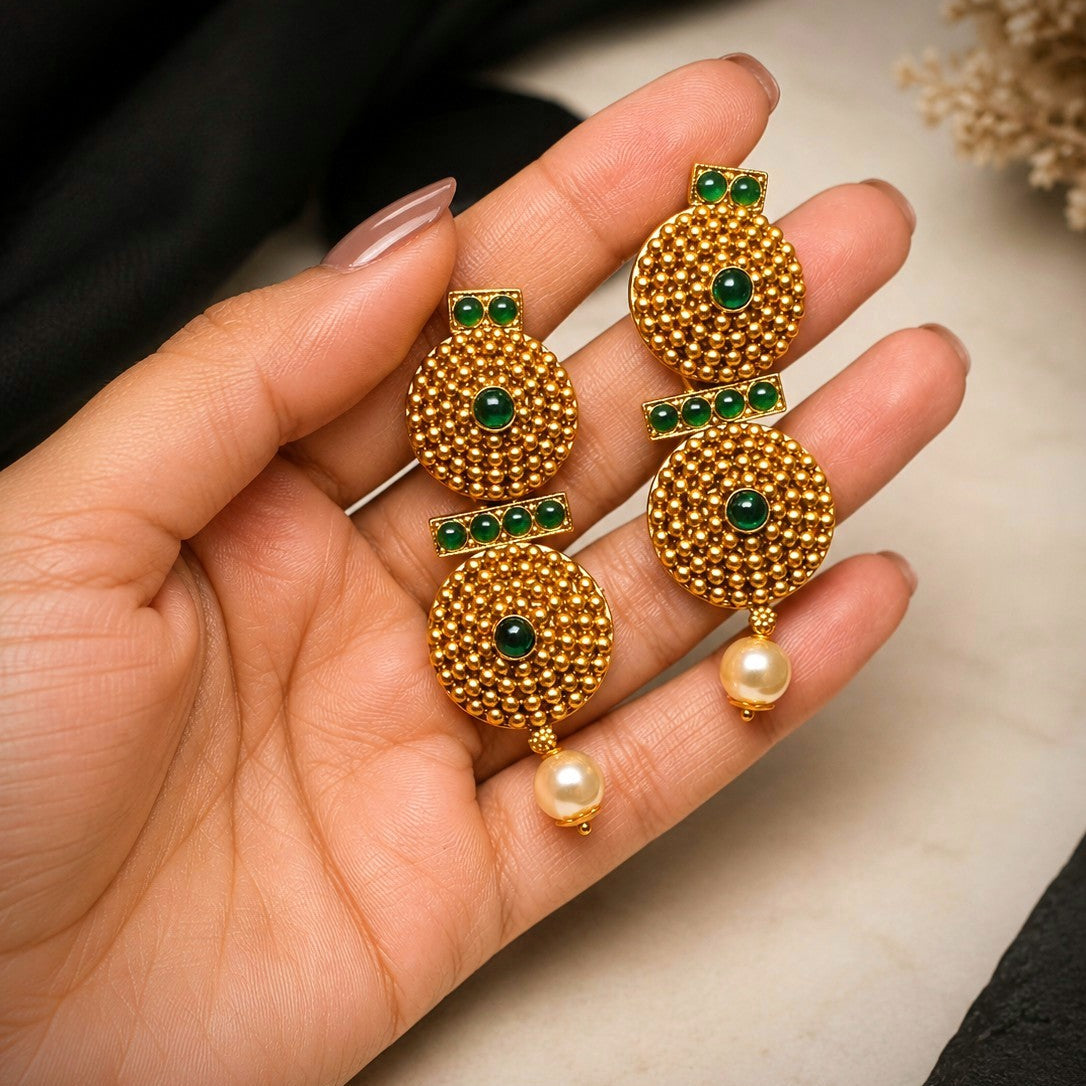 Bead Cluster Pearl Drop Necklace