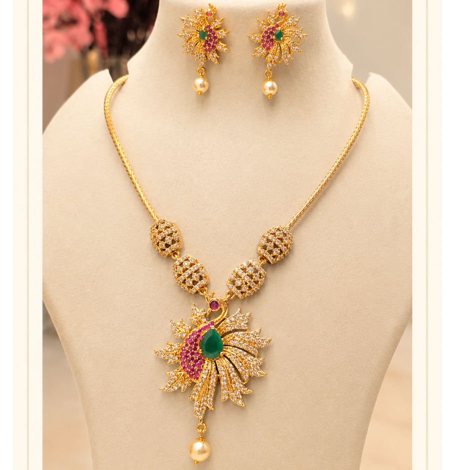 Peacock Drop Necklace