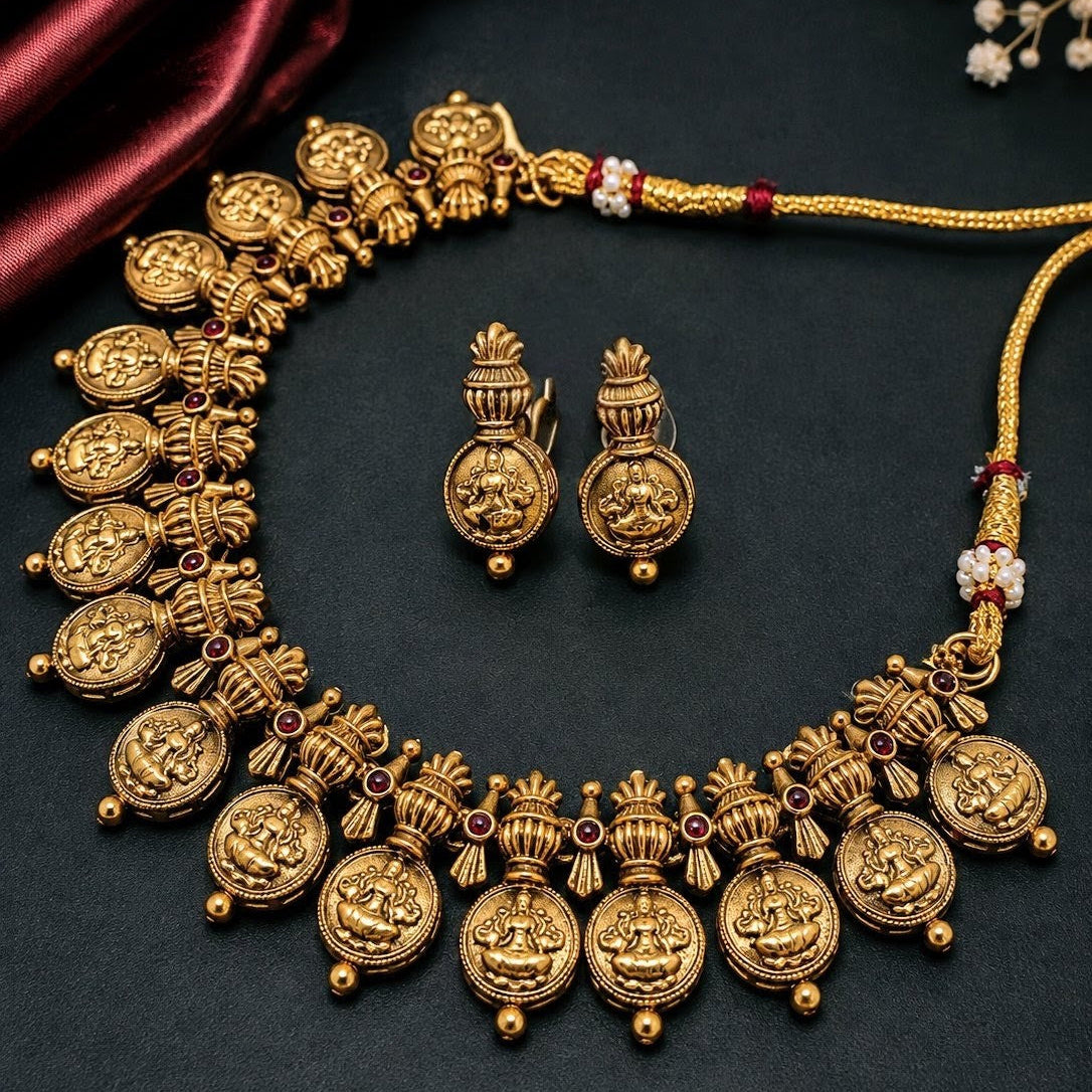 Lakshmi Coin Kalash Necklace Set