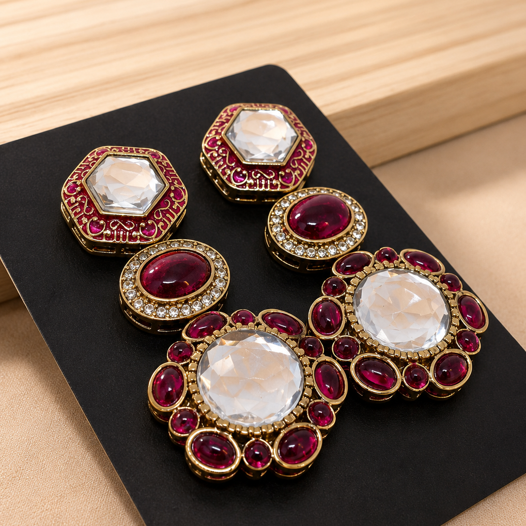 Tiered Cabochon Drop Earrings
