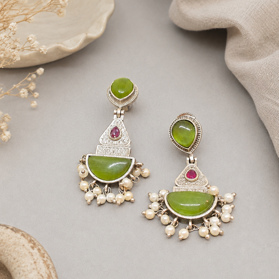 Green Cascade Earrings