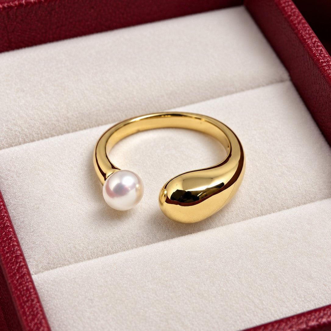 Teardrop Pearl Open Ring