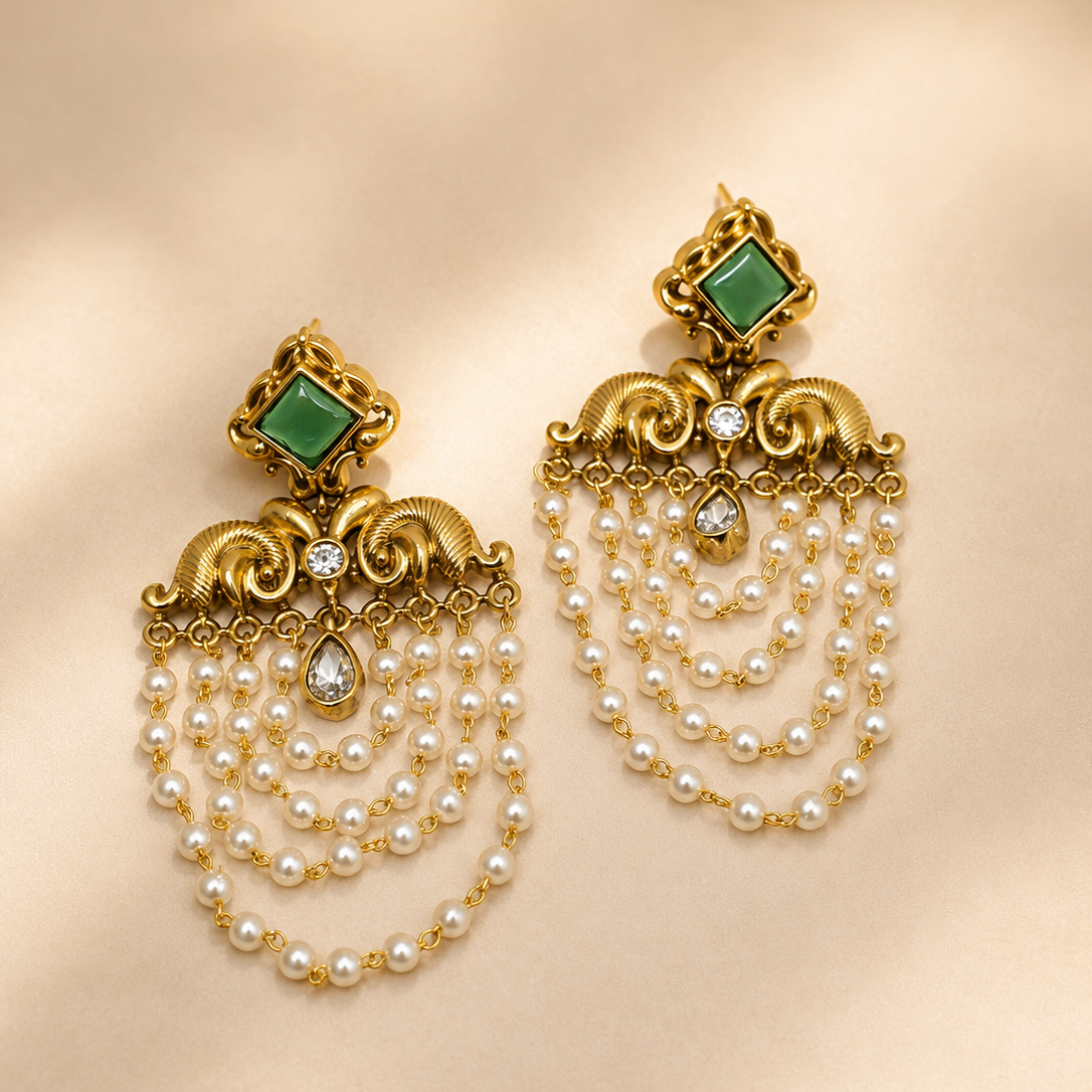 Pearl Cascade Chandelier Earrings