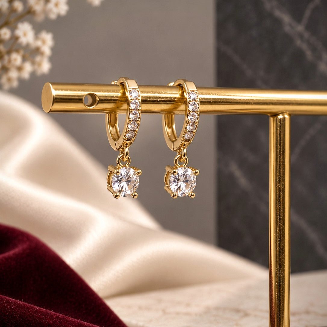 Pave Round Huggies Earrings
