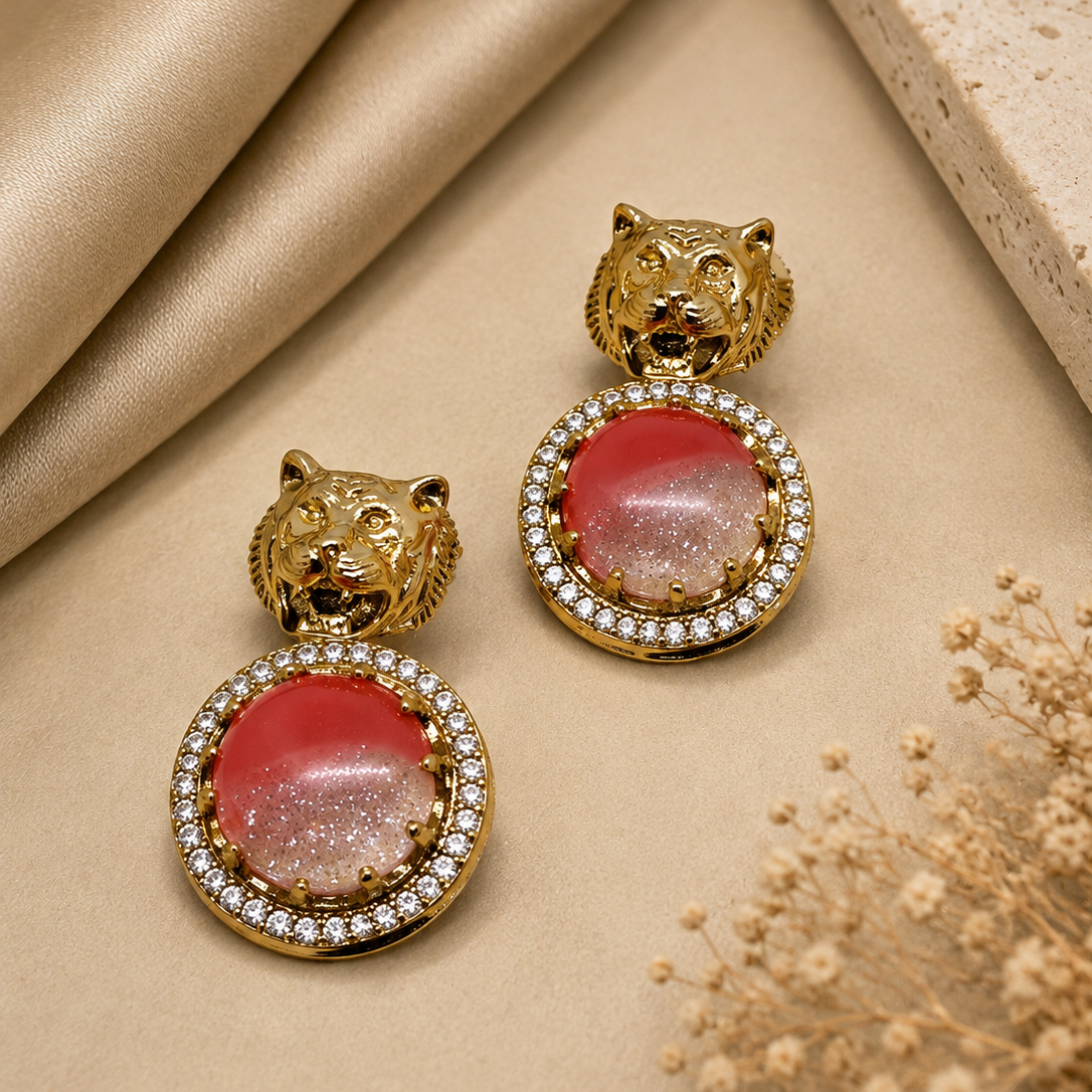 Tiger Halo Drop Earrings