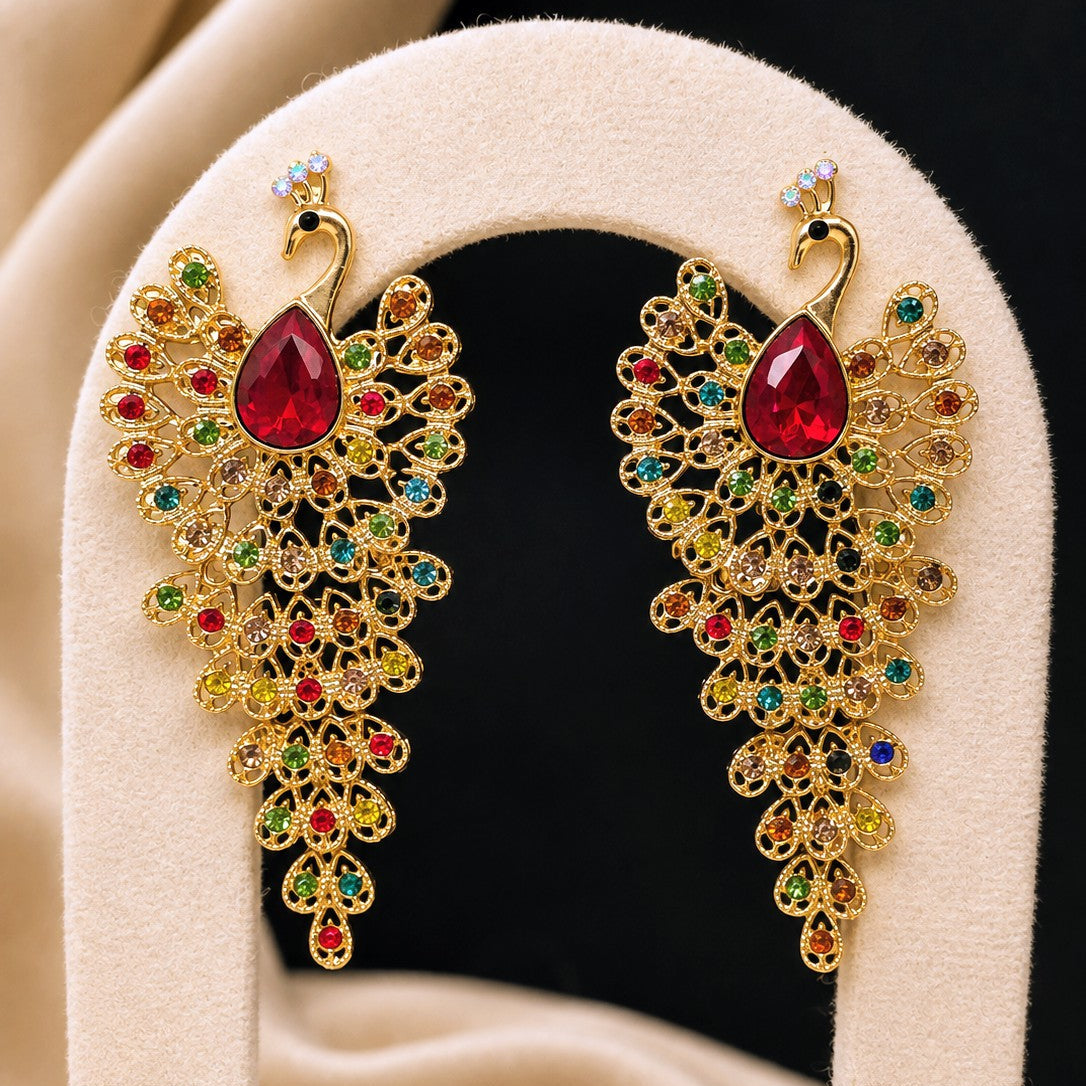 Peacock Feather Drop Earrings