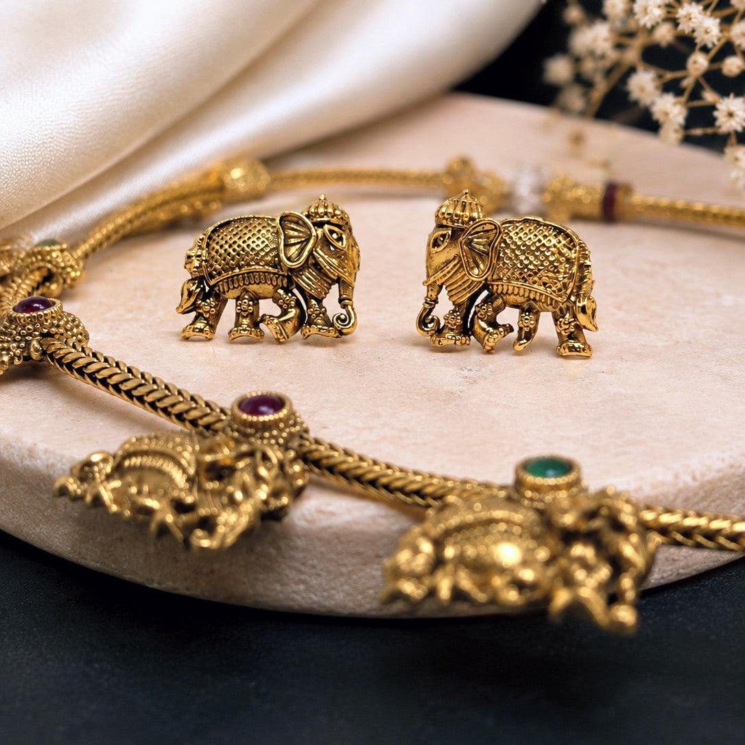 Elephant Drop Necklace Set
