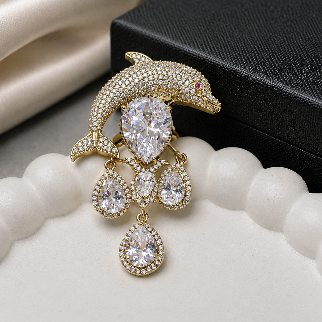 Dolphin Tiered Drop Ring