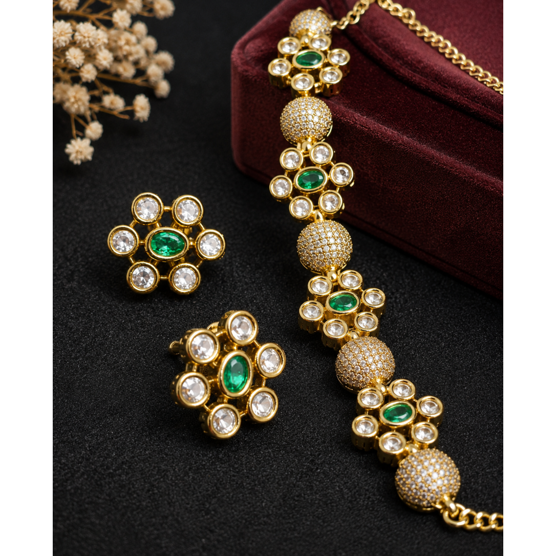 Premium Kundan Floral Necklace