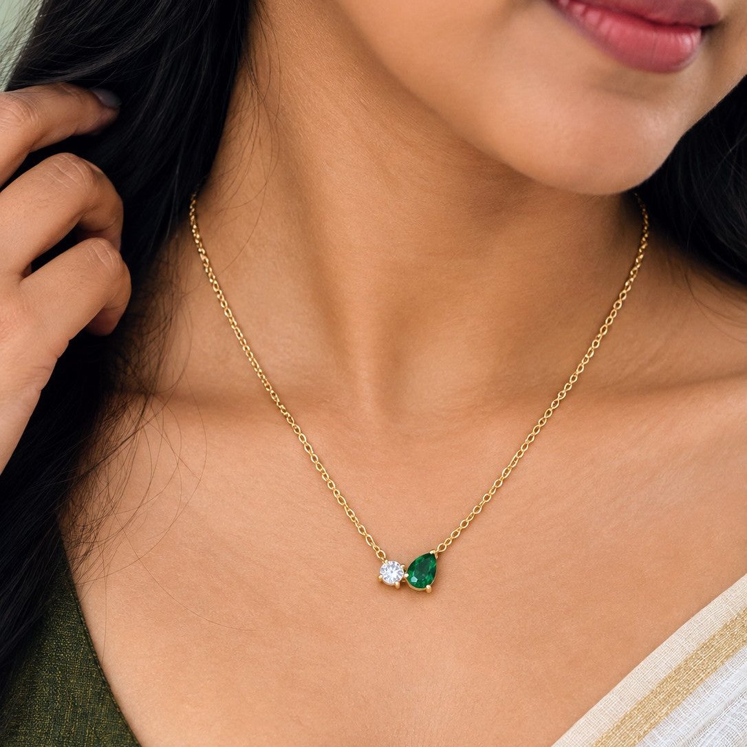 Pear Cut Duo Stone Pendant Necklace