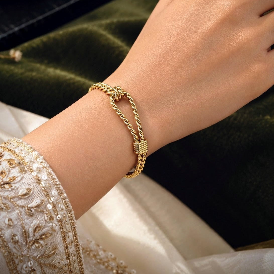 Twisted Knot Chain Cuff