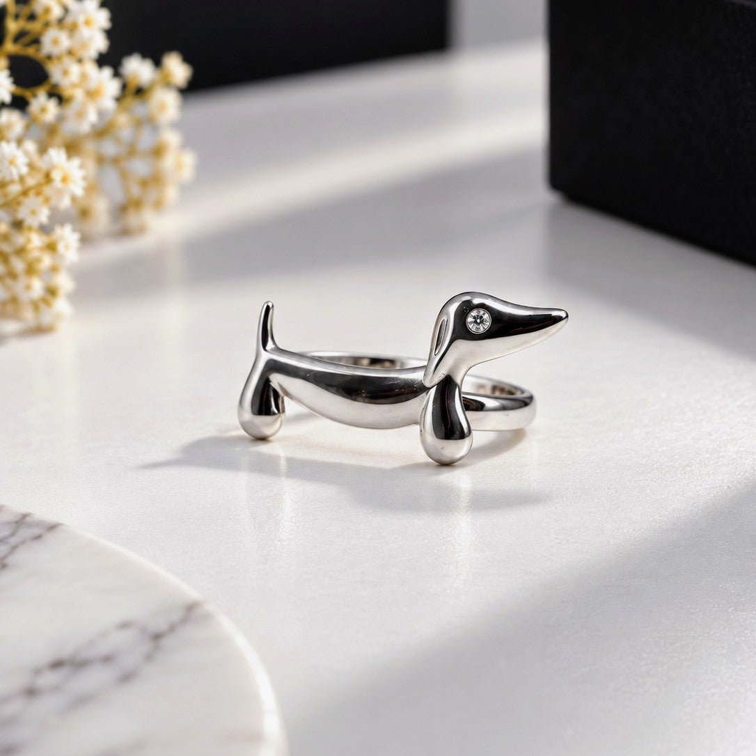 Elongated Dog Silhouette Ring