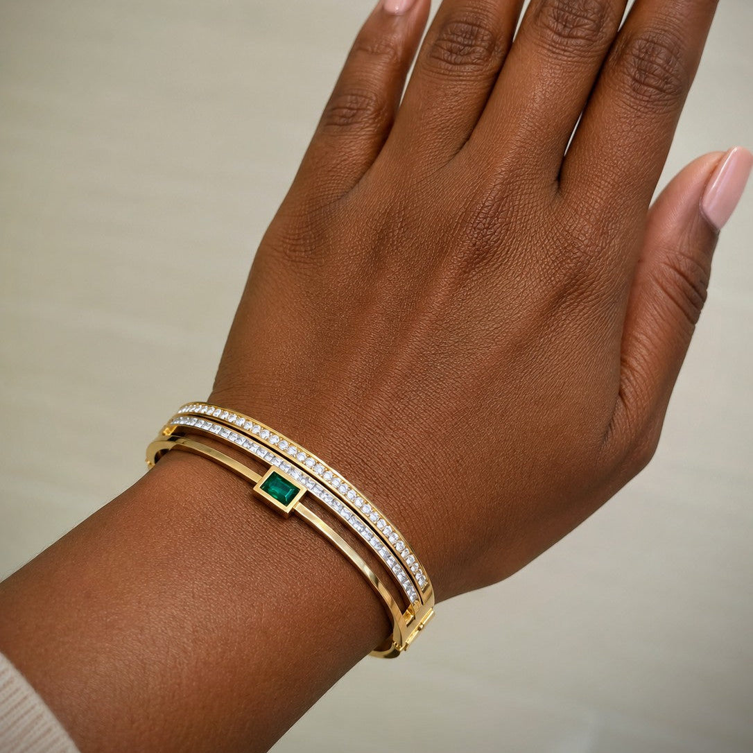 Pave Princess Cut Bangle