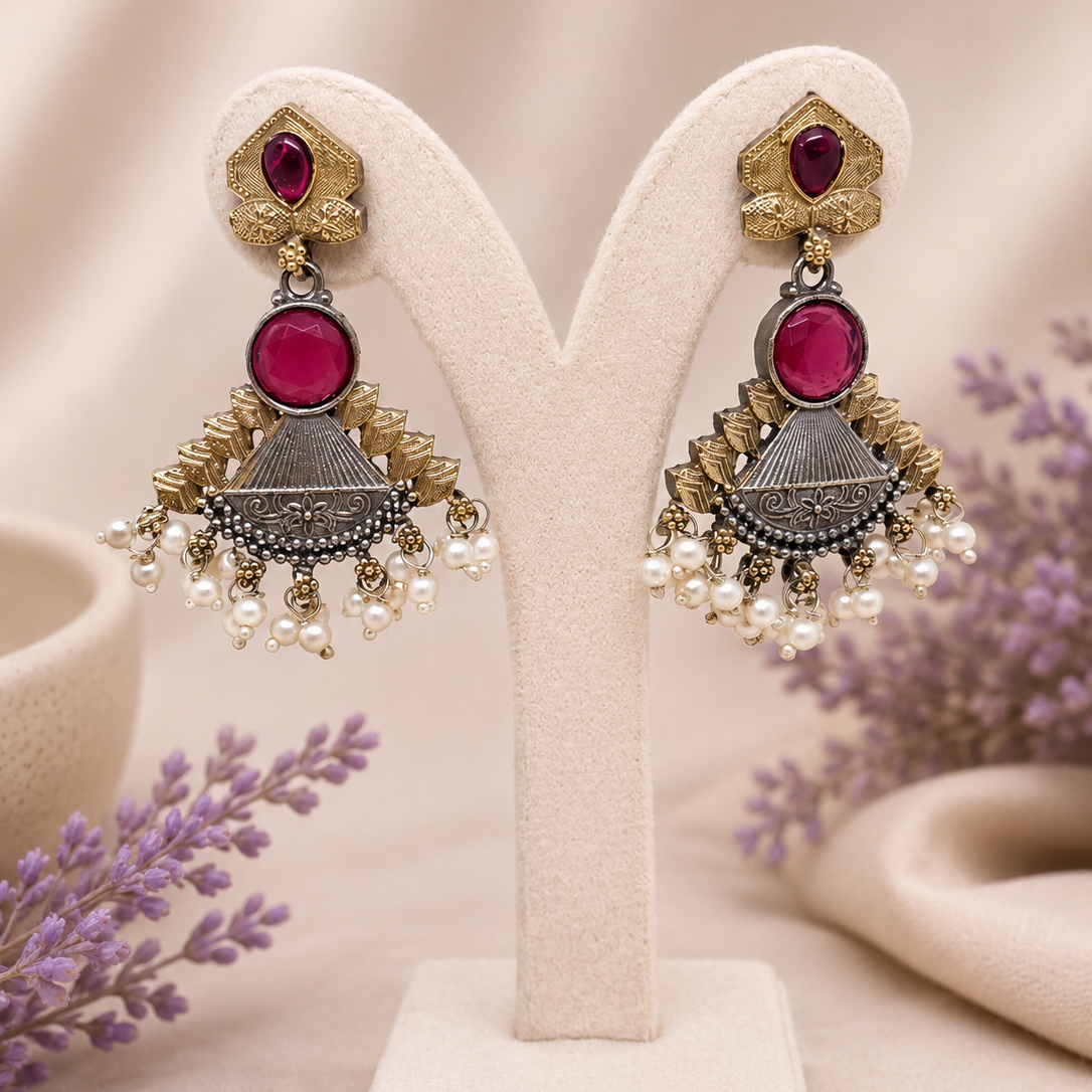 Crimson Fan Earrings