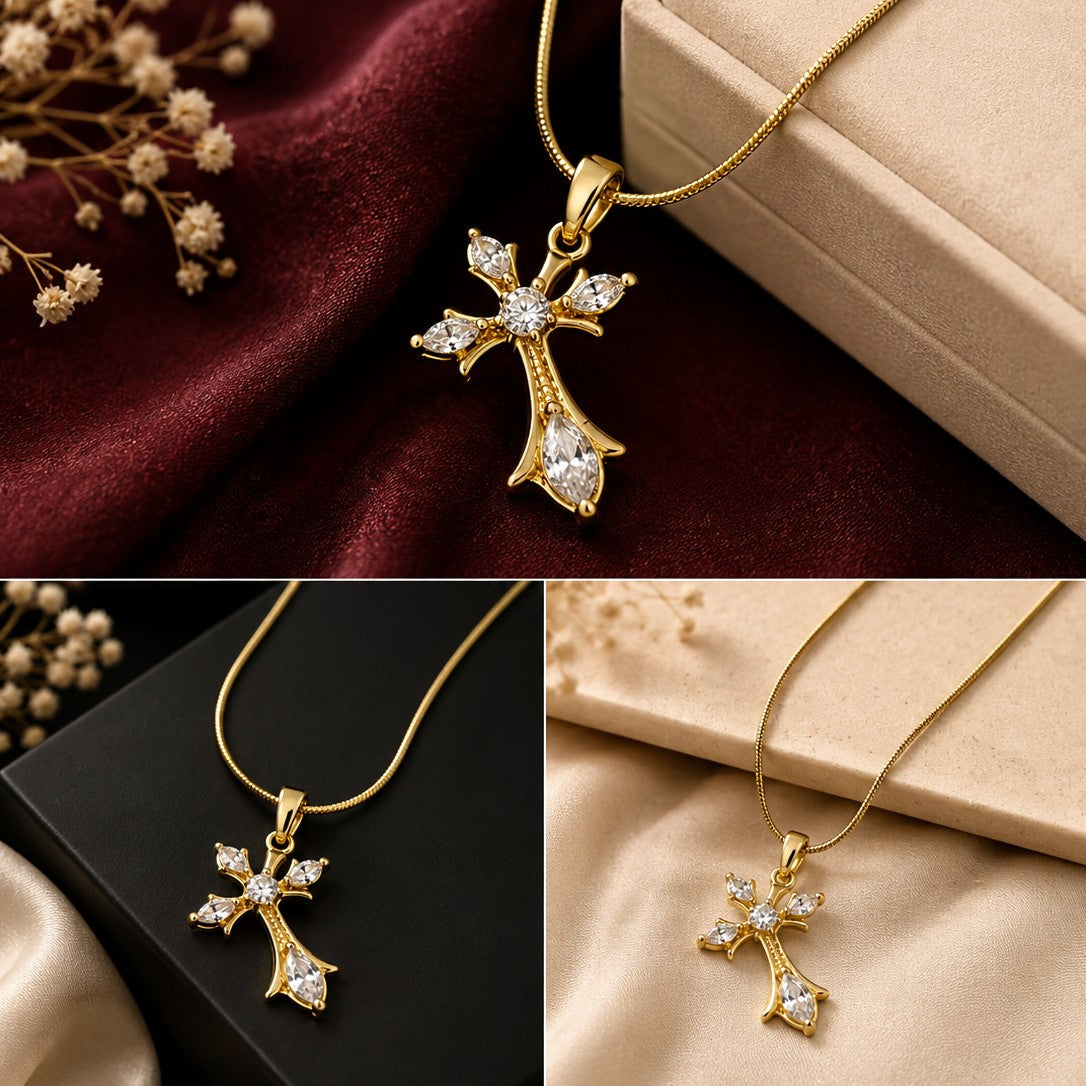 CZ Cross Pendant Necklace