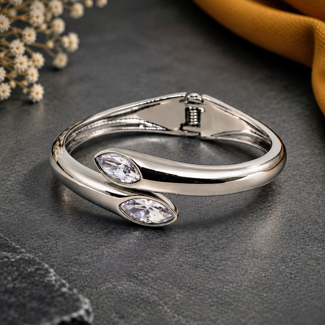 Bypass CZ Cuff Bracelet