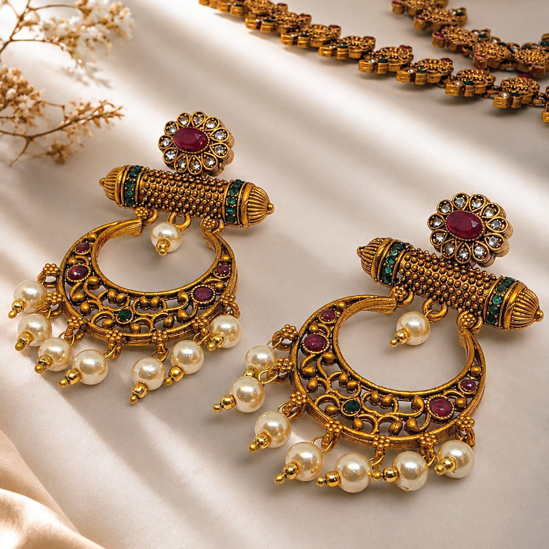 Crescent Jhumka Pendant Necklace