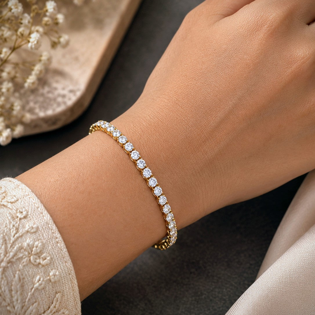 Round Cut Prong Tennis Bracelet