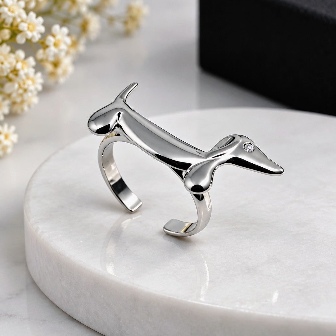 Elongated Dog Silhouette Ring