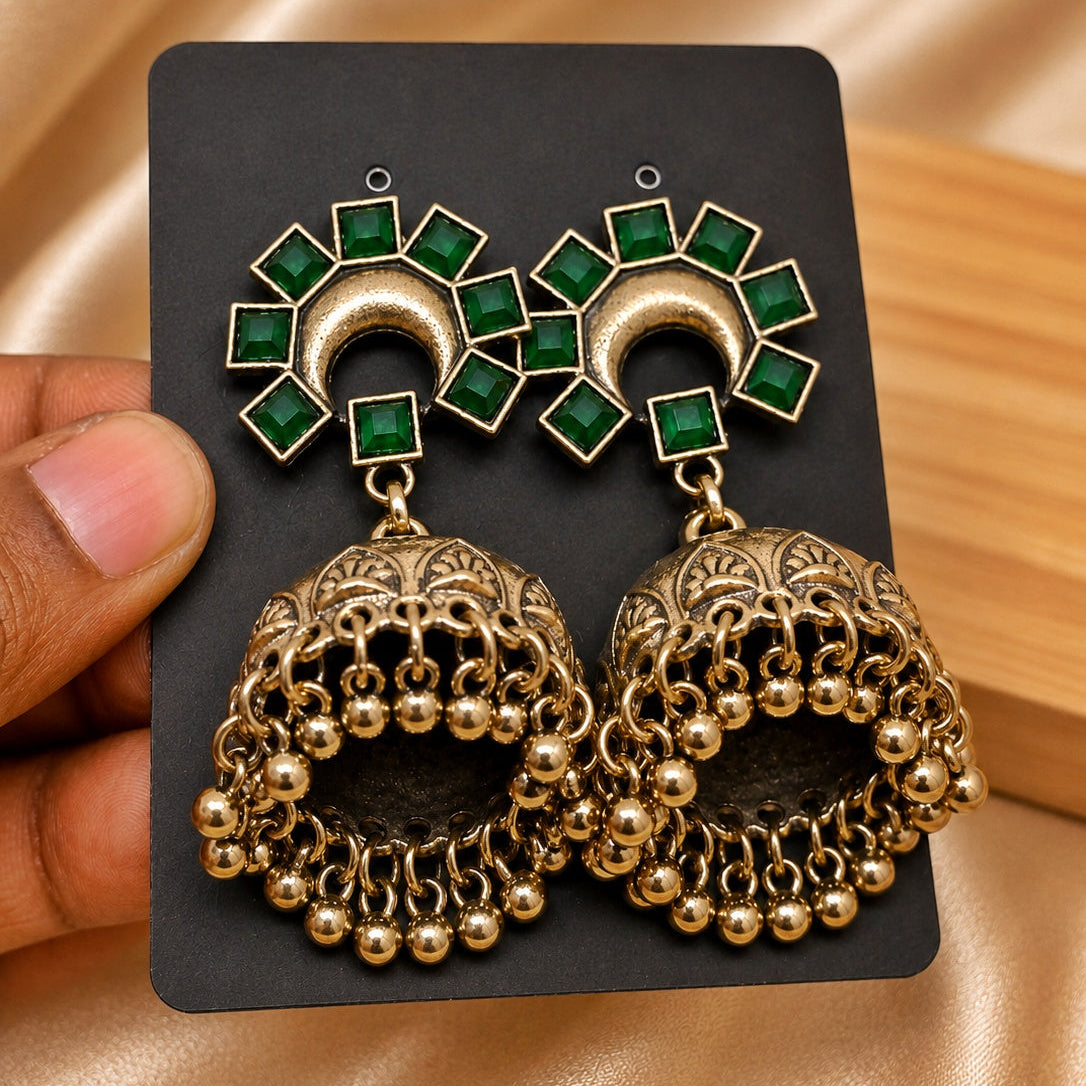 Sunburst Dome Jhumka Earrings