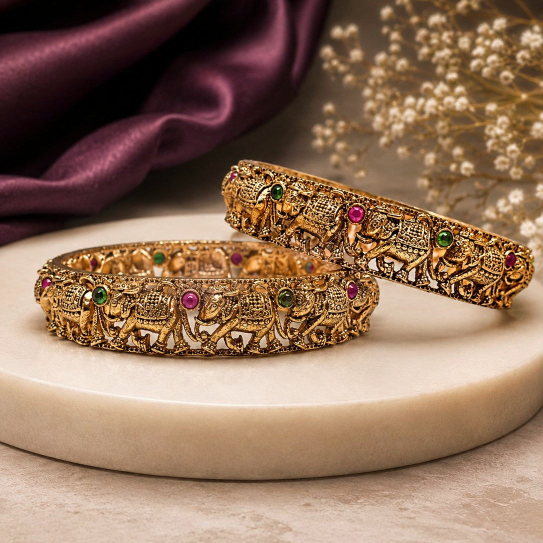 Elephant Motif Bangle Pair