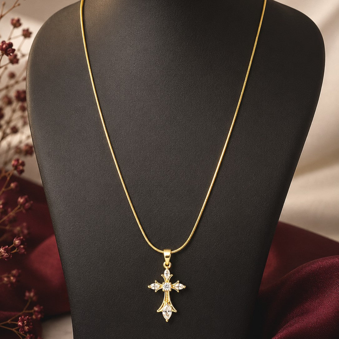 CZ Cross Pendant Necklace