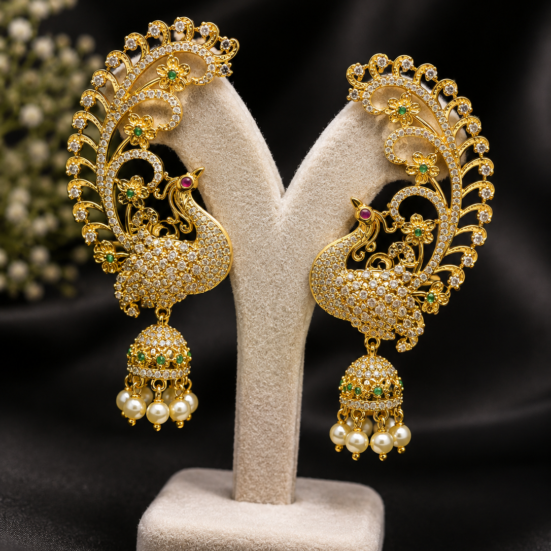 Peacock Feather Jhumka Earrings
