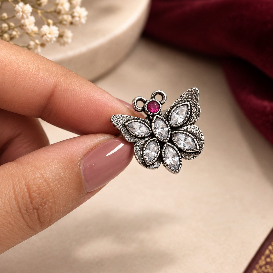 Oxidised Marquise Butterfly Ring