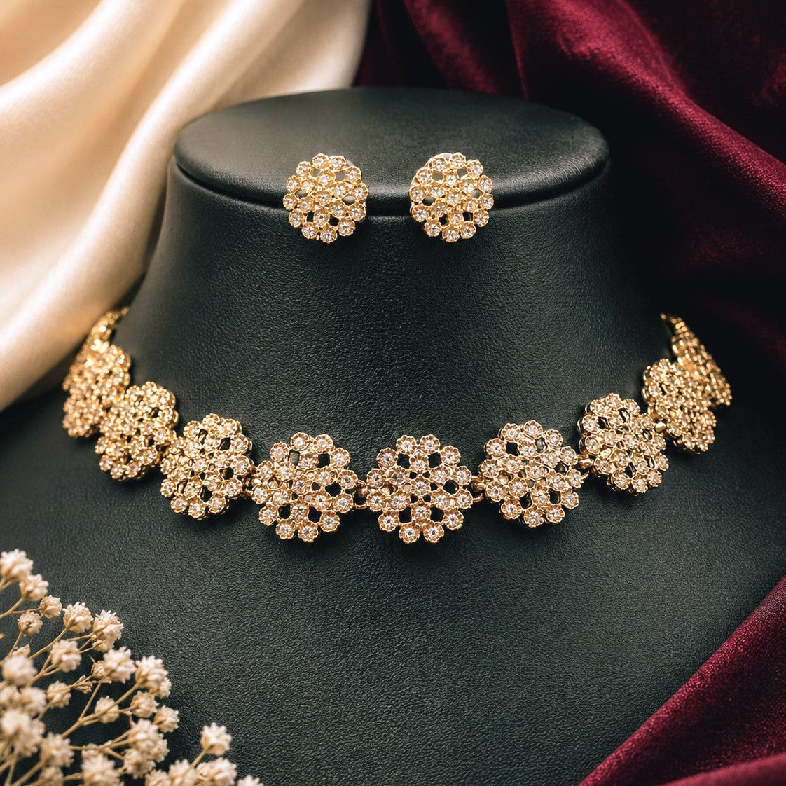 Matte Floral Choker Set