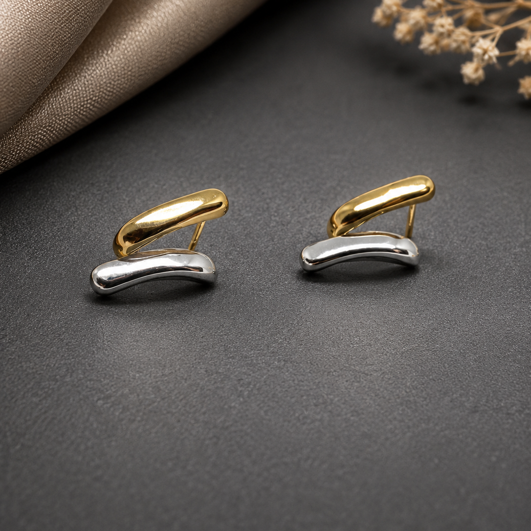 Twin Tone Bar Earrings